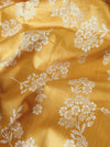 Mustard yellow floral ticking. Unused. Spain c.1950
