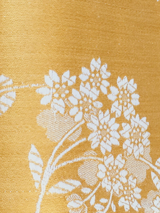 Mustard yellow floral ticking. Unused. Spain c.1950