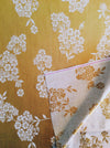 Mustard yellow floral ticking. Unused. Spain c.1950