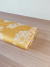 Mustard yellow floral ticking. Unused. Spain c.1950