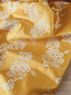 Mustard yellow floral ticking. Unused. Spain c.1950