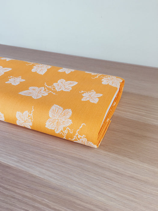 Golden orange ticking with wine leaves. Unused. Spain c.1950 - 0.84 meters