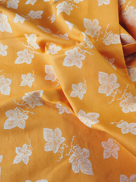 Golden orange ticking with wine leaves. Unused. Spain c.1950 - Per meter (16 m avail.)