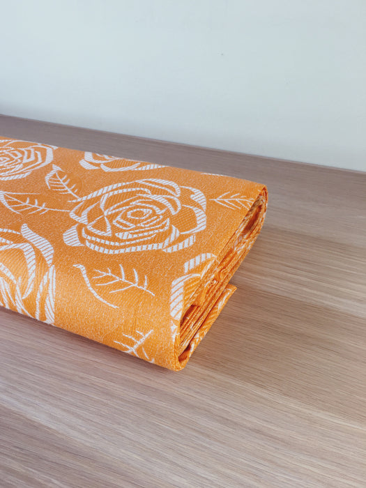 Orange flowers ticking. Unused. Spain c.1950 - 7 meters