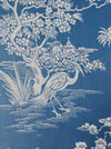 Cerulean blue ticking with exotic birds. Unused. Spain c.1950 - 25 meters. A treasure