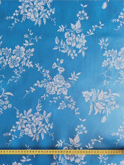 Blue ticking with flowers. Unused. Spain c.1950 - 1.8 meters