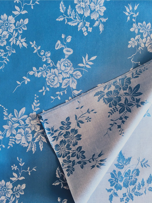 Blue ticking with flowers. Unused. Spain c.1950 - 1.8 meters