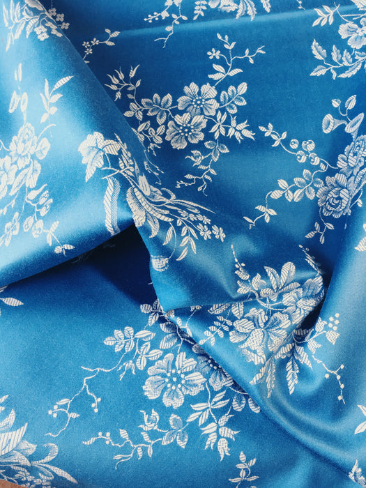 Blue ticking with flowers. Unused. Spain c.1950 - 1.8 meters