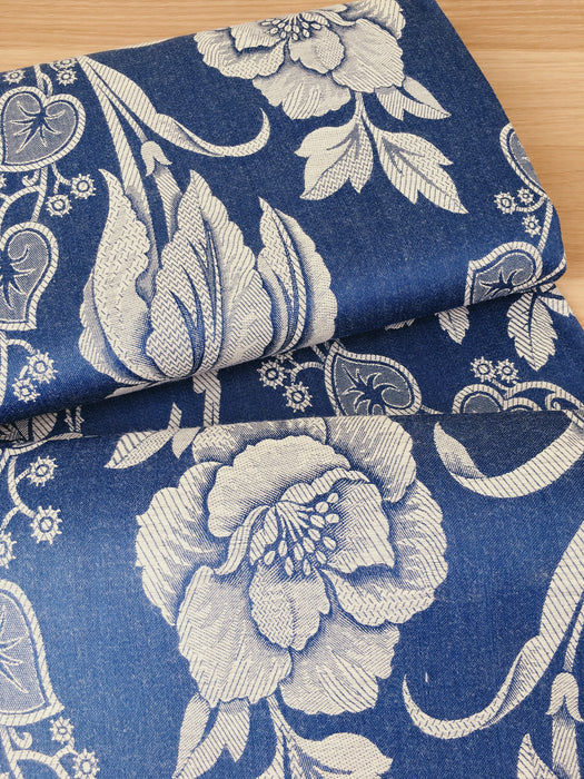 Ticking with blue flowers. Unused. Spain c.1950 - 4 meters