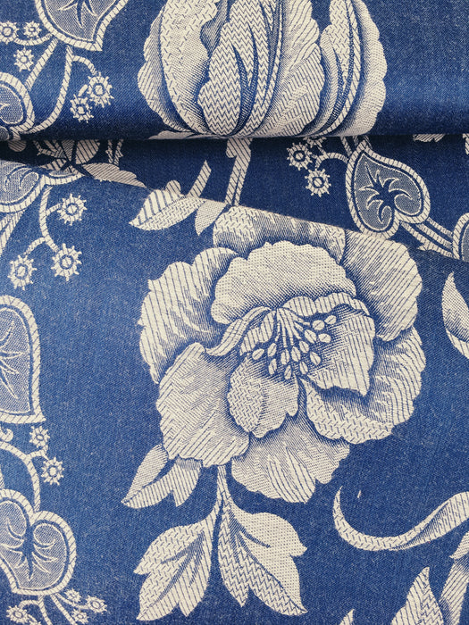 Ticking with blue flowers. Unused. Spain c.1950 - 4 meters