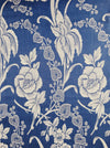 Ticking with blue flowers. Unused. Spain c.1950 - 4 meters