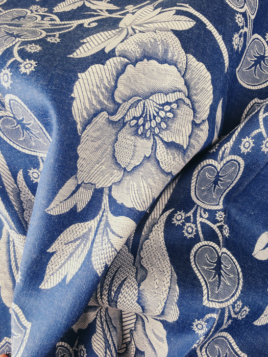 Ticking with blue flowers. Unused. Spain c.1950 - 4 meters