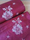 Burgundy ticking with flowers and stars. Unused. Spain c.1950 - 4 meters