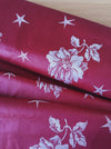 Burgundy ticking with flowers and stars. Unused. Spain c.1950 - 4 meters