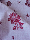Burgundy ticking with flowers and stars. Unused. Spain c.1950 - 4 meters
