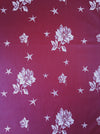 Burgundy ticking with flowers and stars. Unused. Spain c.1950 - 4 meters
