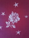 Burgundy ticking with flowers and stars. Unused. Spain c.1950 - 4 meters