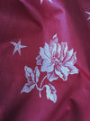 Burgundy ticking with flowers and stars. Unused. Spain c.1950 - 4 meters