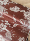 Brown and white ticking with herons. Unused. Spain c.1950 - Per meter (26 m avail.)