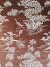 Brown and white ticking with herons. Unused. Spain c.1950 - 0.8 meters