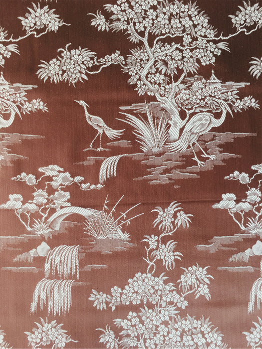 Brown and white ticking with herons. Unused. Spain c.1950 - Per meter (26 m avail.)