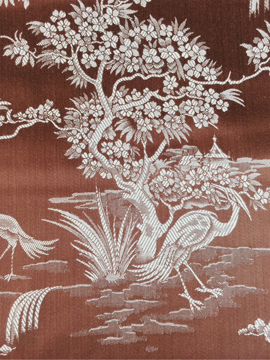 Brown and white ticking with herons. Unused. Spain c.1950 - 0.8 meters