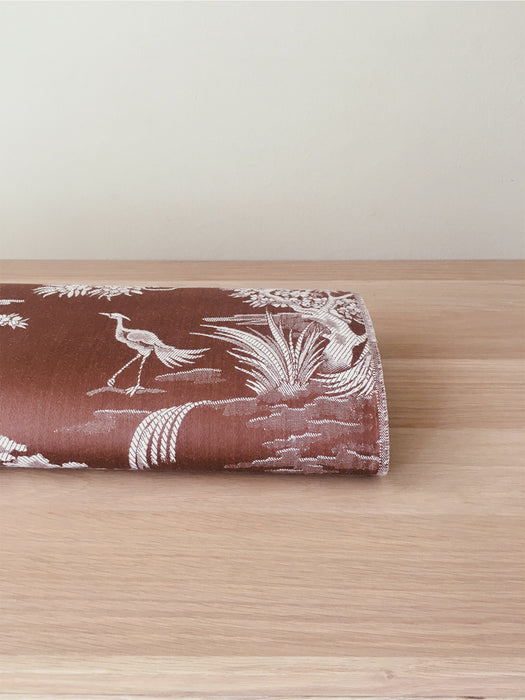 Brown and white ticking with herons. Unused. Spain c.1950 - 4 meters