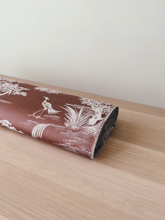 Brown and white ticking with herons. Unused. Spain c.1950 - 0.8 meters