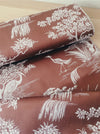 Brown and white ticking with herons. Unused. Spain c.1950 - Per meter (26 m avail.)