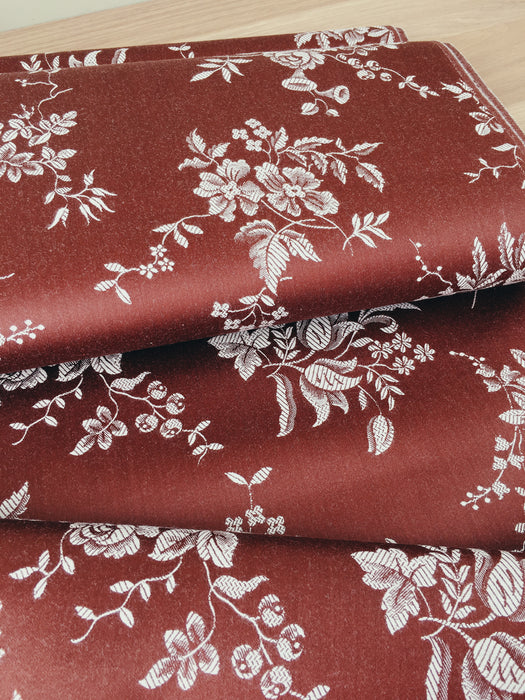 Brown ticking with flowers. Unused. Spain c.1950 - Per meter (11 m avail.)