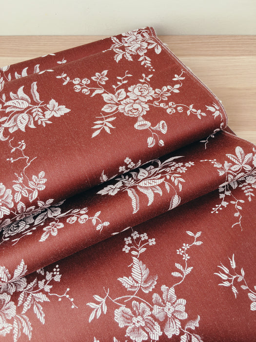 Brown ticking with flowers. Unused. Spain c.1950 - 8 meters