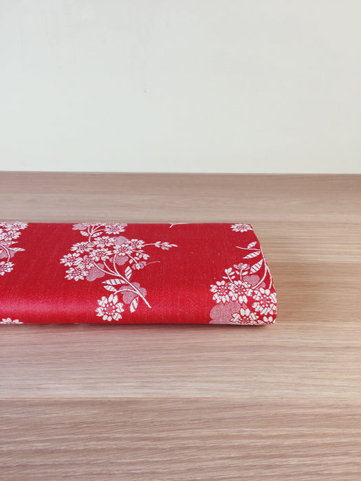 Delicious red ticking with floral motif. Unused. Spain c.1950 - 0.7 meters