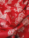 Delicious red ticking with floral motif. Unused. Spain c.1950 - 1.18 meters