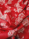 Delicious red ticking with floral motif. Unused. Spain c.1950 - 0.7 meters