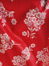 Delicious red ticking with floral motif. Unused. Spain c.1950 - 0.7 meters