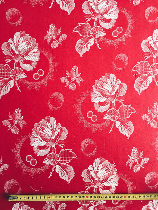 Ticking in cherry red. Unused. Spain c.1950 - 0.5 meters