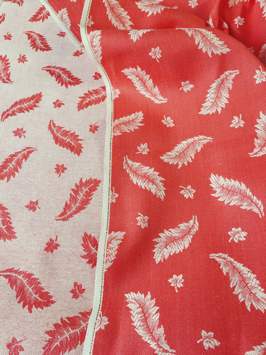 Ticking in red with leaves. Unused. Spain c.1950 - 0.5 meters