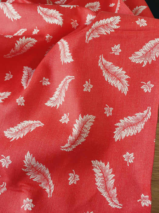 Ticking in red with leaves. Unused. Spain c.1950 - 0.5 meters