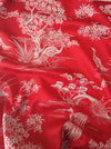 Marvelous red ticking with herons. Unused. Spain c.1950 - 3.4 meters