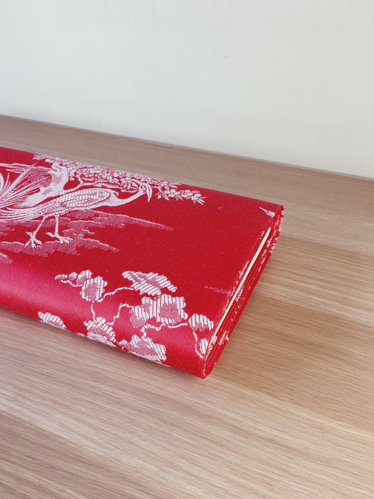 Marvelous red ticking with herons. Unused. Spain c.1950 - 3.4 meters