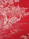 Marvelous red ticking with herons. Unused. Spain c.1950 - 1.8 meters