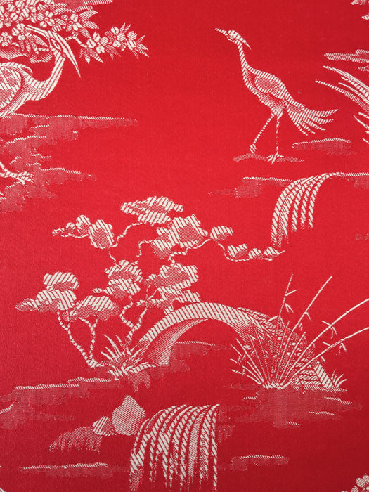 Marvelous red ticking with herons. Unused. Spain c.1950 - 2.5 meters