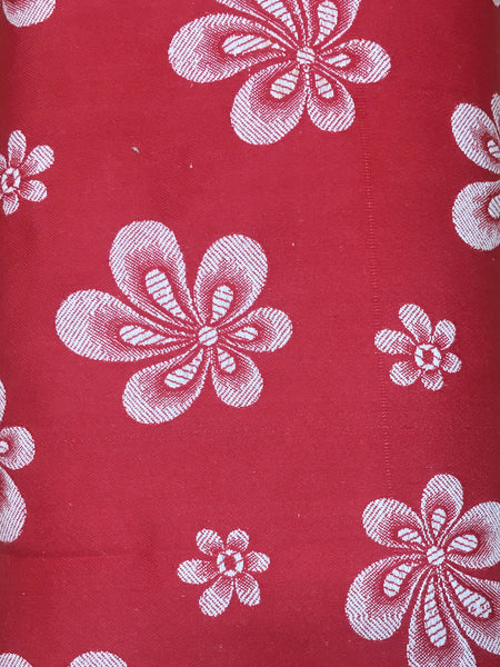 Red Floral Antique European Ticking Fabric Unused Yardage DA-ROJO-006 - Ticking Depot