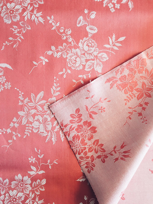 Floral ticking in baby pink. Unused. Spain c.1950 - 1 meter