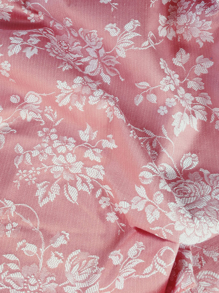 Pink Floral Antique European Ticking Fabric Unused Yardage DA-ROSA-003 - Ticking Depot