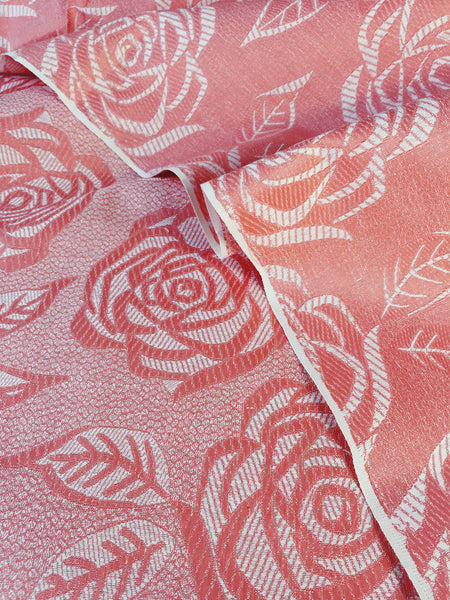 Pink Floral Antique European Ticking Fabric Unused Yardage DA-ROSA-005 - Ticking Depot
