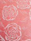 Light salmon pink ticking with schematic flowers. Unused. Spain c.1950 - 2.5 meters
