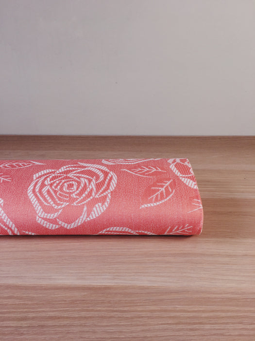 Light salmon pink ticking with schematic flowers. Unused. Spain c.1950 - 2.5 meters