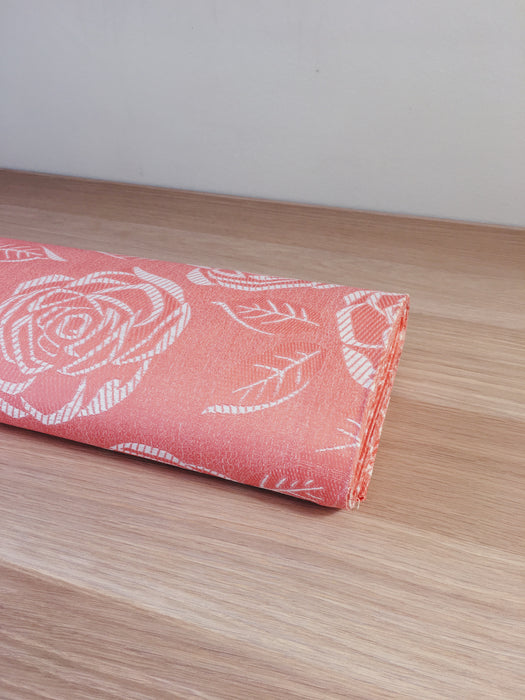 Light salmon pink ticking with schematic flowers. Unused. Spain c.1950 - 2.5 meters