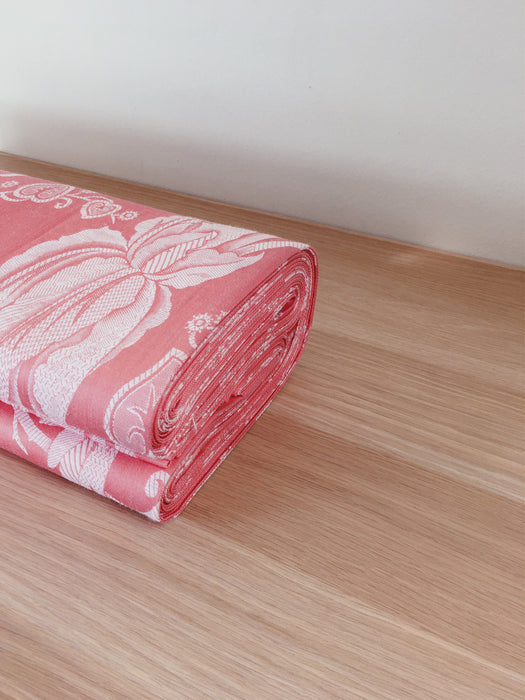 Floral ticking in baby pink. Unused. Spain c.1960 - Per meter (26 m avail.)